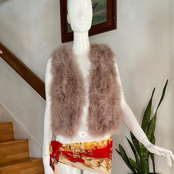 Anthropologie Lamarque Dusty Rose Feather Vest - Picture 1 of 5